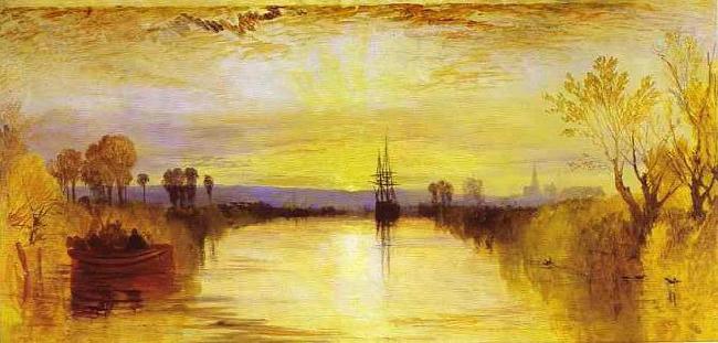 Joseph Mallord William Turner Chichester Canal vivid colours may have been influenced by the eruption of Mount Tambora in 1815. china oil painting image
